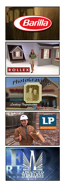Images from our productions for Barilla, Rollex, Walgreens, Louisiana-Pacific and Advanced Wireless.